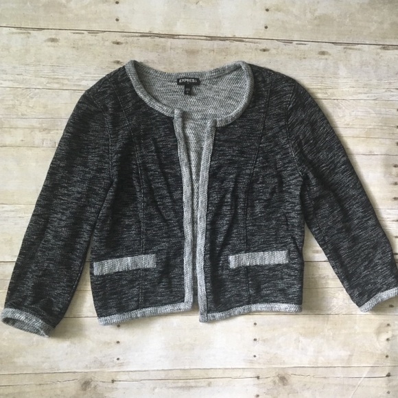 Express Sweaters - EXPRESS Heather Charcoal Soft Cropped Cardigan
